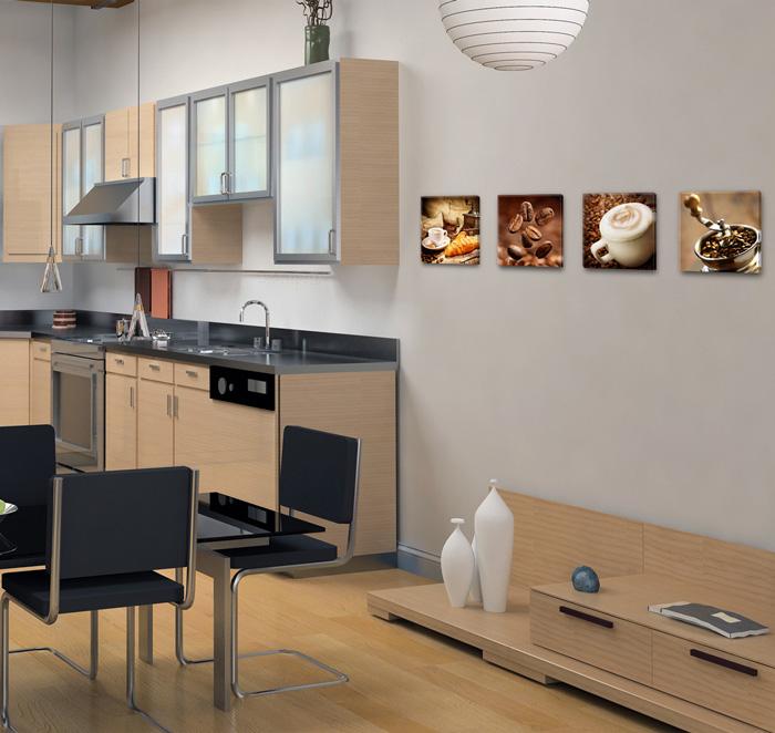 Leinwandbild Kaffee - 4er Set mit Echtholzrahmen – Ansicht 3