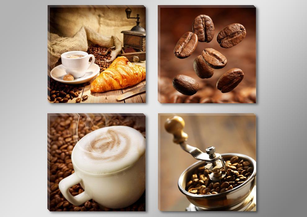 Leinwandbild Kaffee - 4er Set mit Echtholzrahmen – Ansicht 4