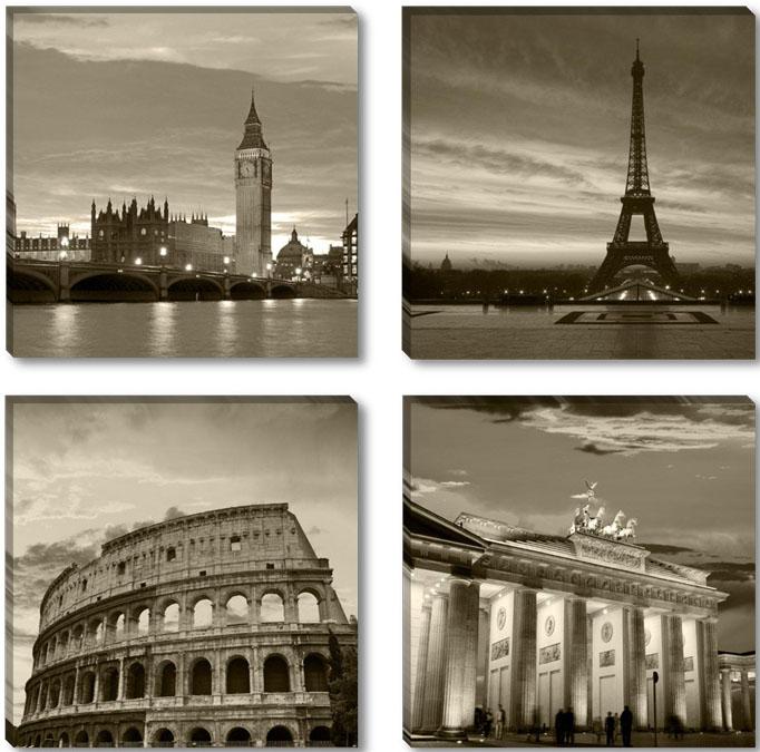 Leinwand Bild fert gerahmt Städte London Paris Rom Berlin 4x30cm XXL 4 6604 – Leinwandbild 4x 30x30 cm kaufen