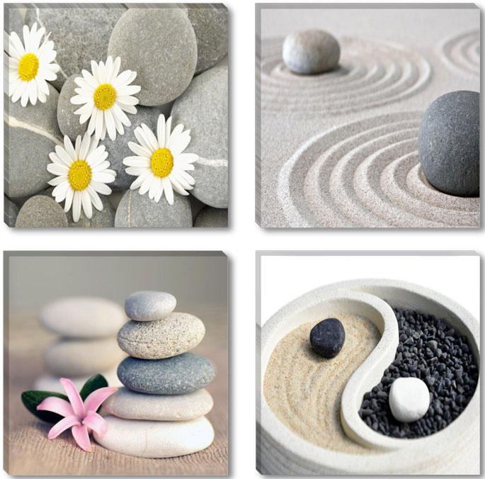 Leinwand Bild fert gerahmt Spa Steine 4x30cm XXL 4 6607 – Leinwandbild 4x 30x30 cm kaufen