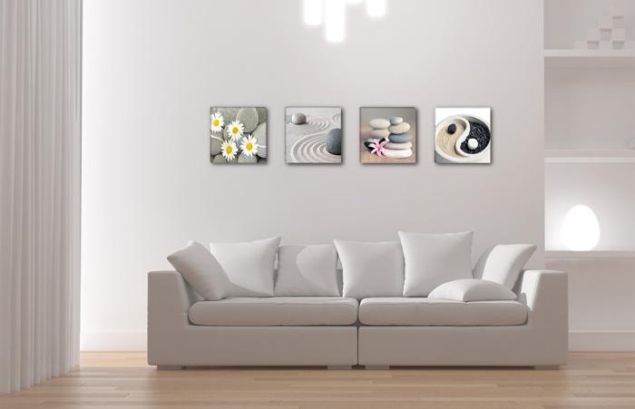 Leinwandbild Spa Steine - 4er Set fertig gerahmt – Ansicht 3