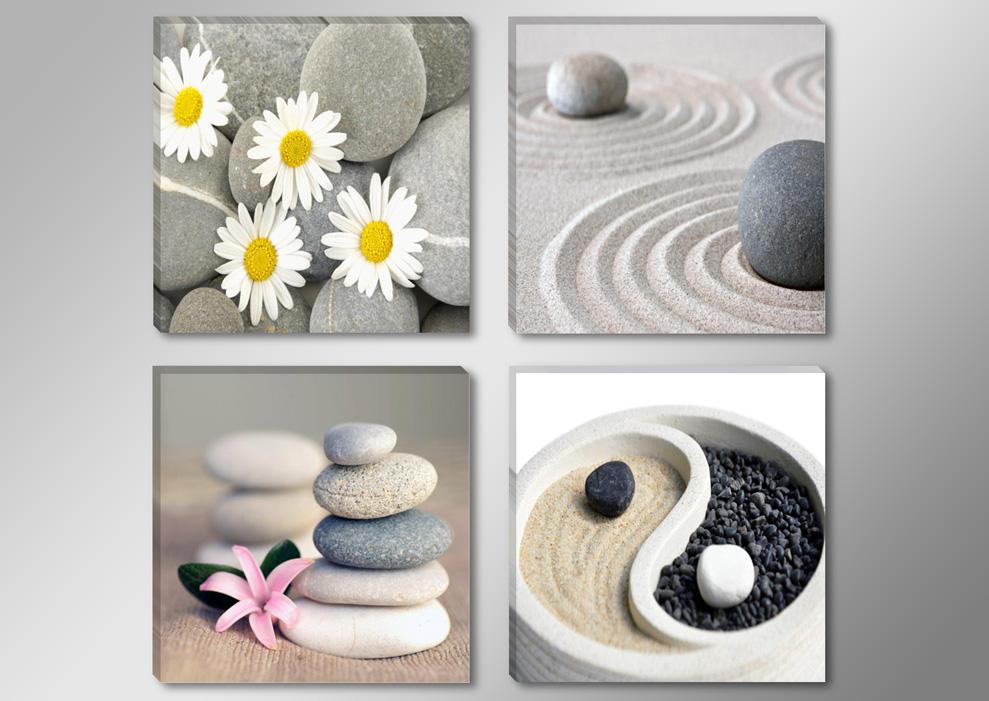 Leinwandbild Spa Steine - 4er Set fertig gerahmt – Ansicht 4
