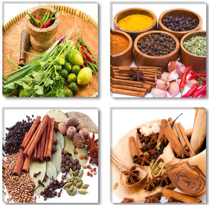 Leinwand Bild fert gerahmt Gewürze 4x30cm XXL 4 6609 – Leinwandbild 4x 30x30 cm kaufen