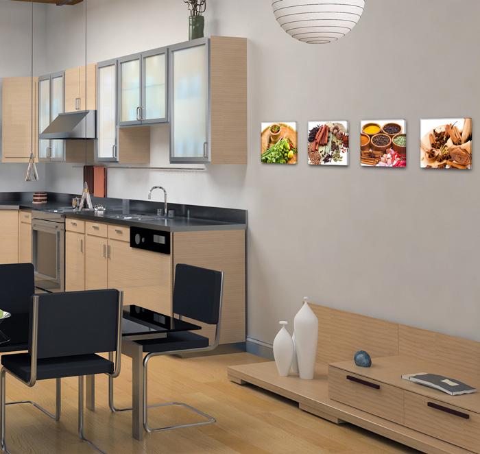 Leinwandbild Gewürze - 4er Bild Set mit Echtholzrahmen – Ansicht 3