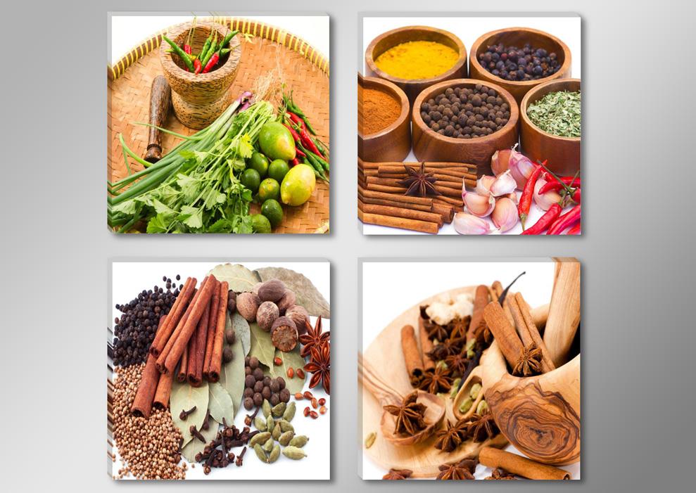 Leinwandbild Gewürze - 4er Bild Set mit Echtholzrahmen – Ansicht 4