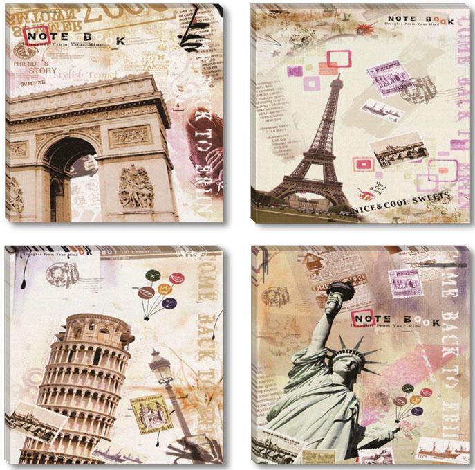 Leinwand Bild fert gerahmt abstrakt Collage Städte 4x30cm 6610 !!Auslaufmodell ! – Leinwandbild 4x 30x30 cm kaufen