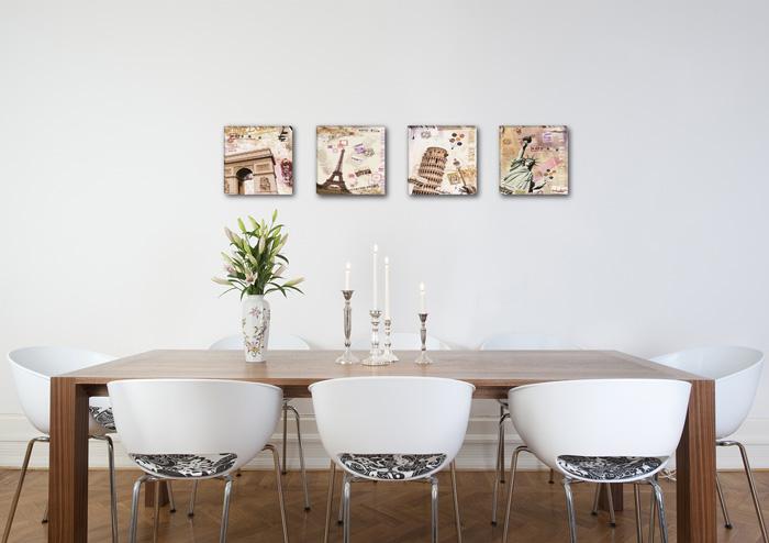 Leinwandbild Städte Collage abstrakt - fertig gerahmt 30x30 cm – Ansicht 2