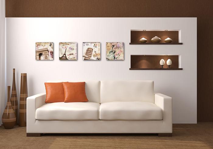 Leinwandbild Städte Collage abstrakt - fertig gerahmt 30x30 cm – Ansicht 3