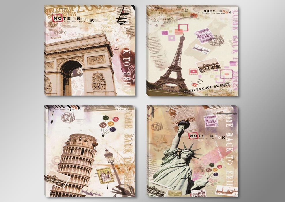 Leinwandbild Städte Collage abstrakt - fertig gerahmt 30x30 cm – Ansicht 4