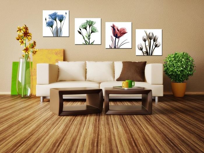 Leinwandbild Blumen 4er Set fertig gerahmt – Ansicht 2