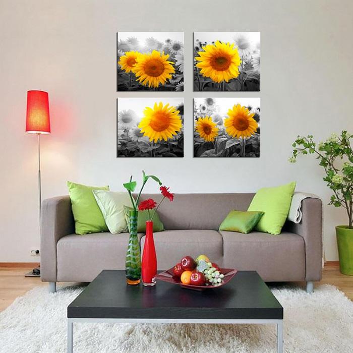 Leinwandbild Sonnenblume 4er Set - fertig gerahmt und bespannt – Ansicht 2