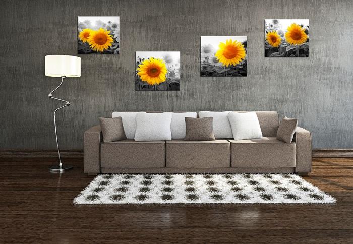Leinwandbild Sonnenblume 4er Set - fertig gerahmt und bespannt – Ansicht 3