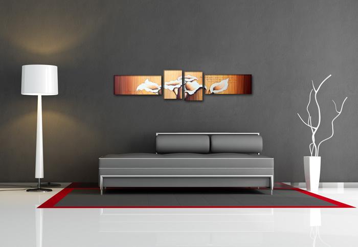 Abstrakt Leinwandbild mit Blüten-Motiv - 145cm XXL fertig gerahmt – Ansicht 2