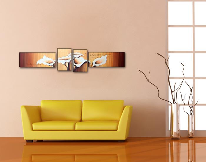 Abstrakt Leinwandbild mit Blüten-Motiv - 145cm XXL fertig gerahmt – Ansicht 3