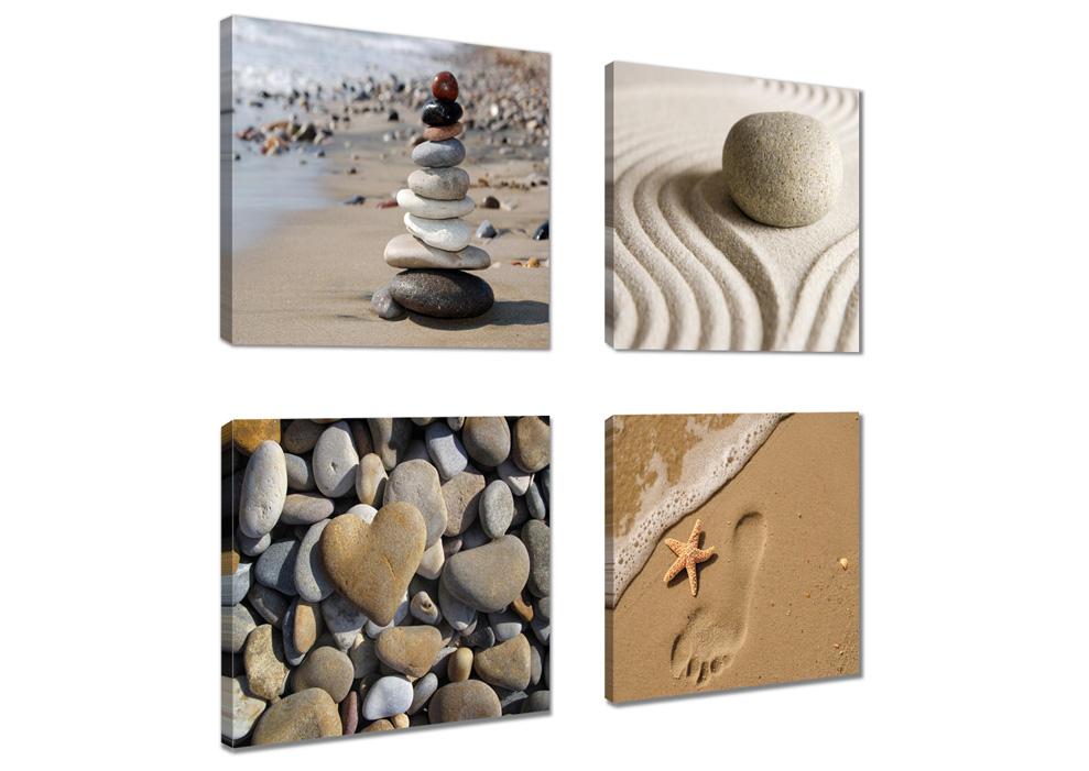 Leinwand Bild fert gerahmt Spa Sand 4x20cm XXL 4 6902 – Leinwandbild 4x 20x20 cm kaufen
