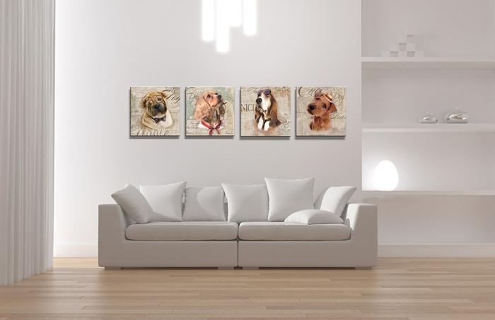 Leinwandbild Hunde 4er Set - fertig gerahmt und erschwinglich – Ansicht 2
