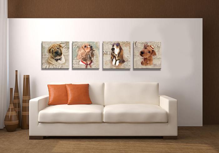 Leinwandbild Hunde 4er Set - fertig gerahmt und erschwinglich – Ansicht 3