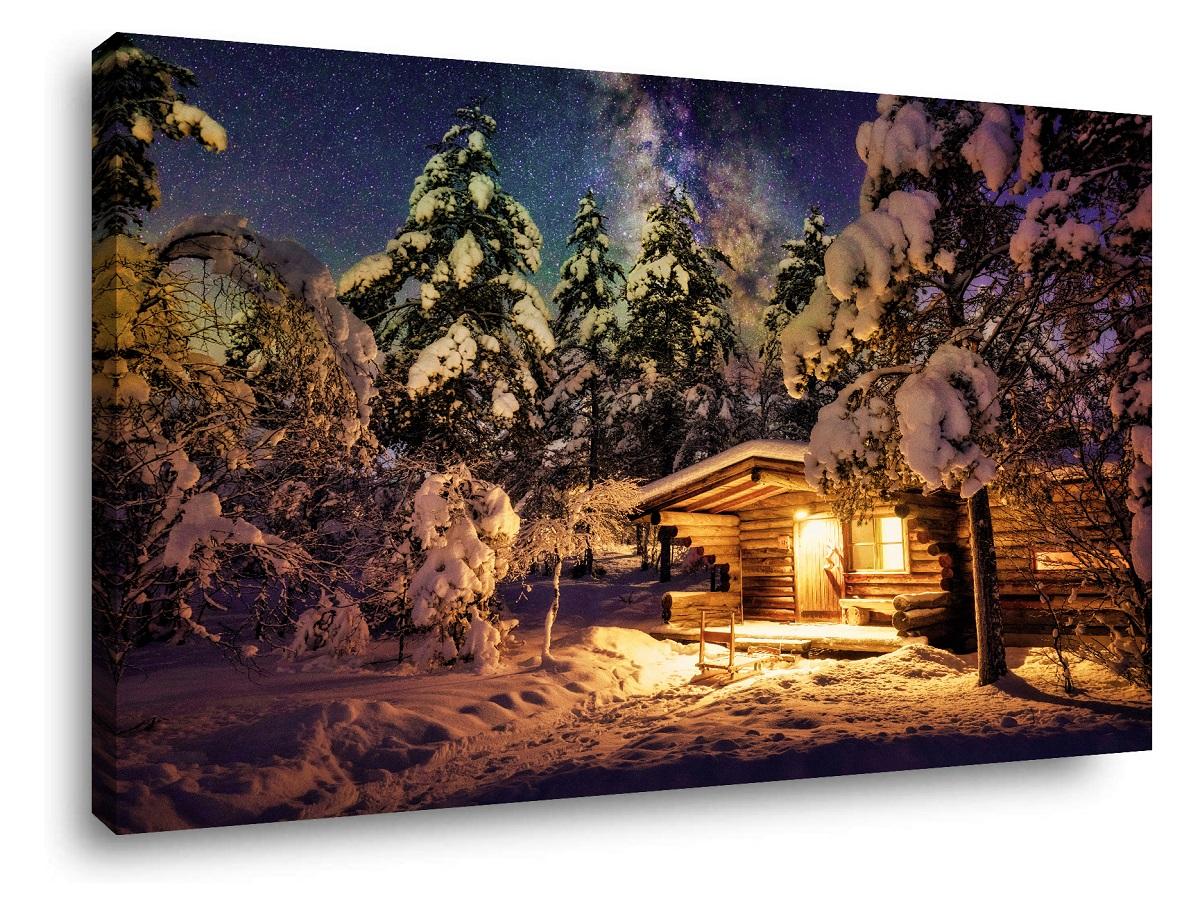 Leinwandbild Winterlandschaft mit Sternen – 80x60 cm