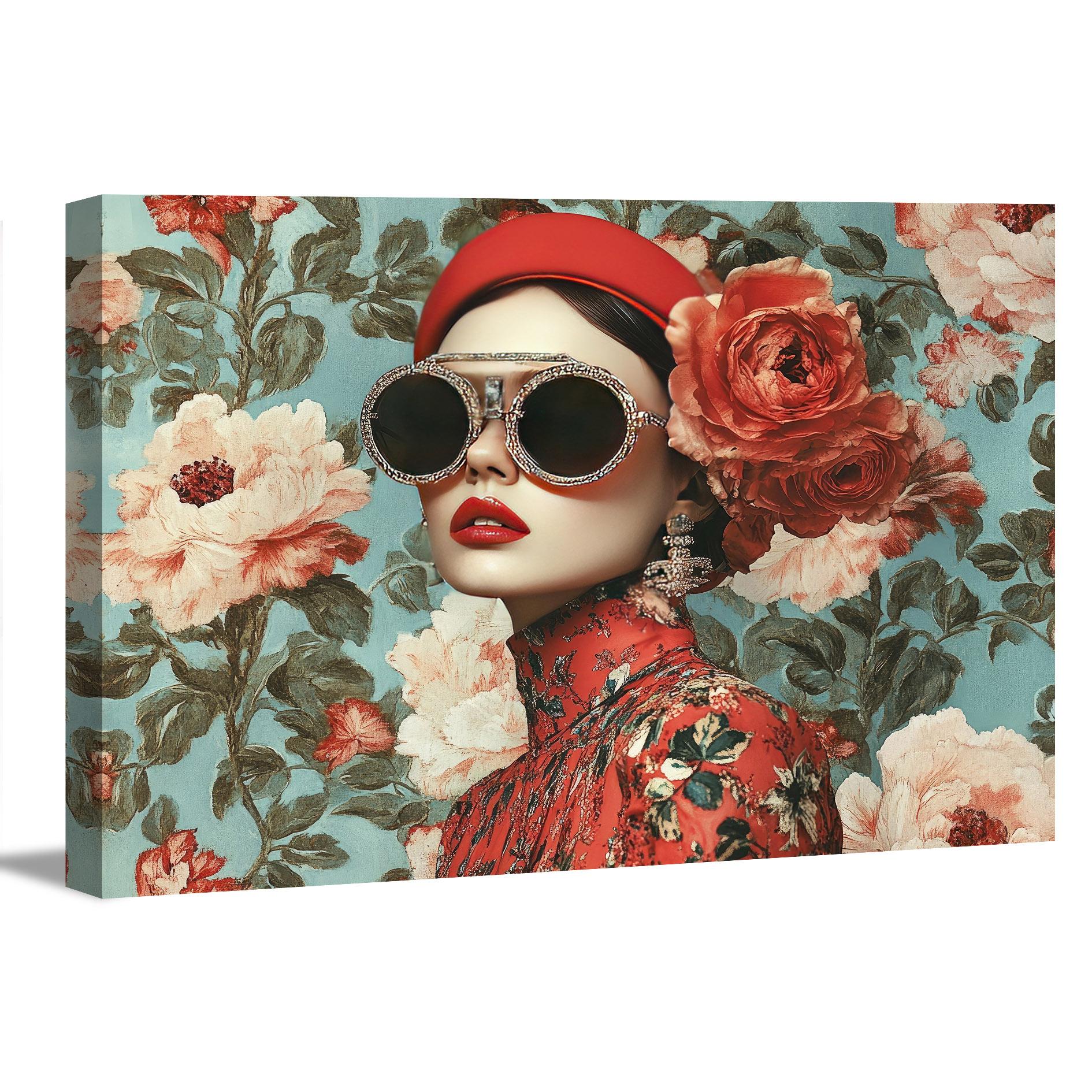 Wandbild Frau bunt Brille 80x60 cm Nr. 4037 Leinwandbild