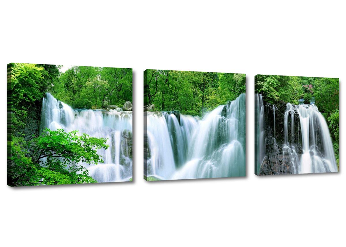 Leinwand Bild fert gerahmt Wasserfall 150cm XXL 3 4212 !!Auslaufmodell !! – Leinwandbild 150x50 cm 3-teilig kaufen