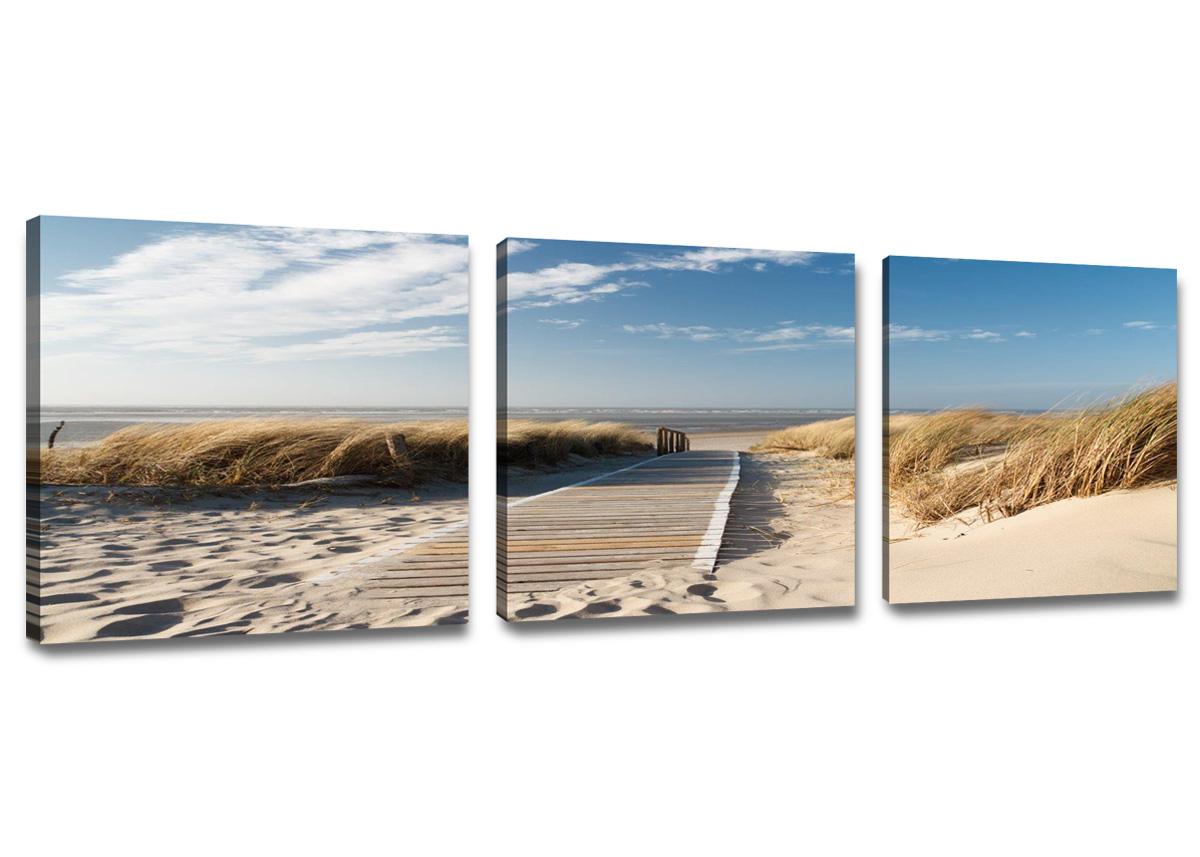 Leinwand Bild fert gerahmt Nordsee Ostsee 150cm XXL 3 4221 – Leinwandbild 150x50 cm 3-teilig kaufen