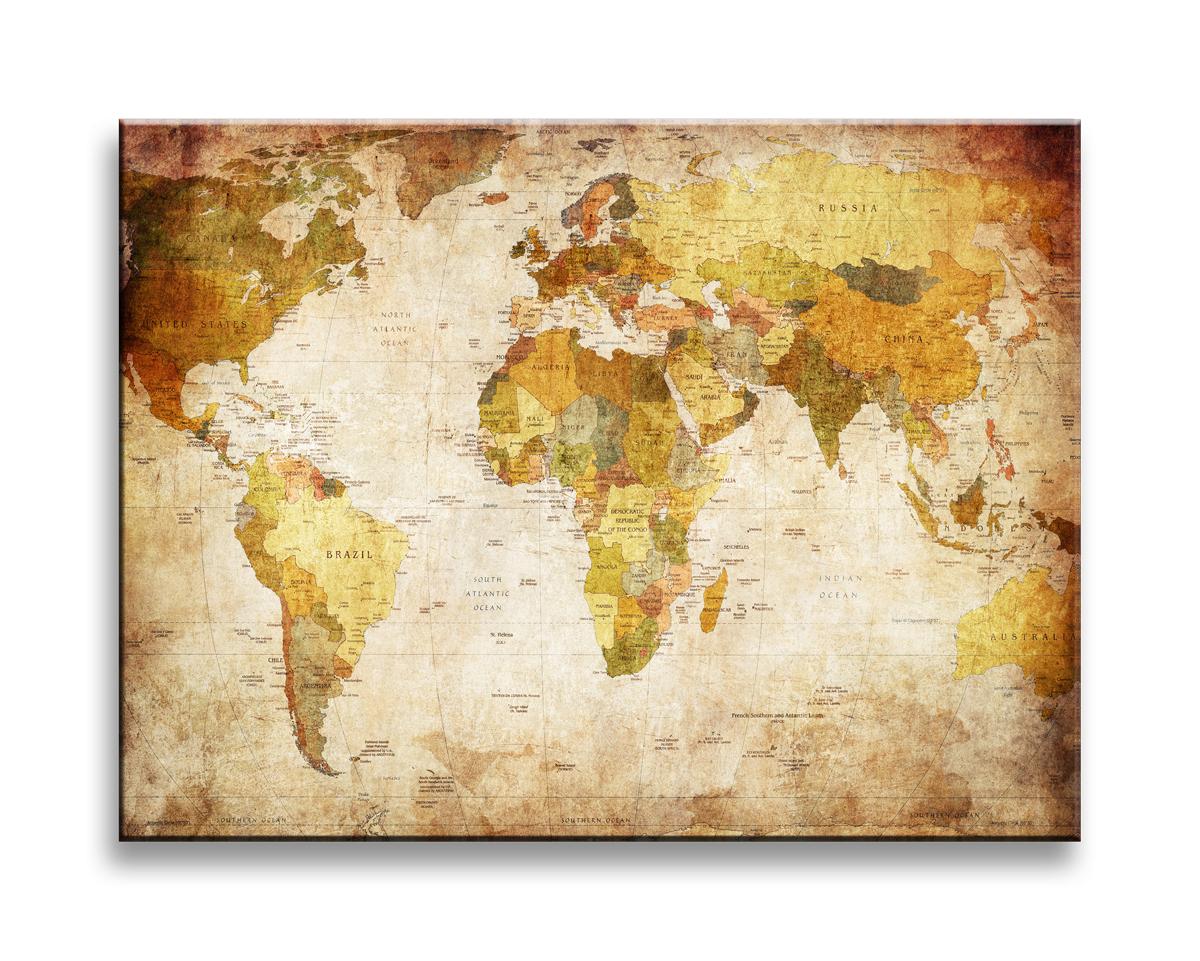 Leinwandbild Weltkarte 40cm - fertig gerahmt und günstig