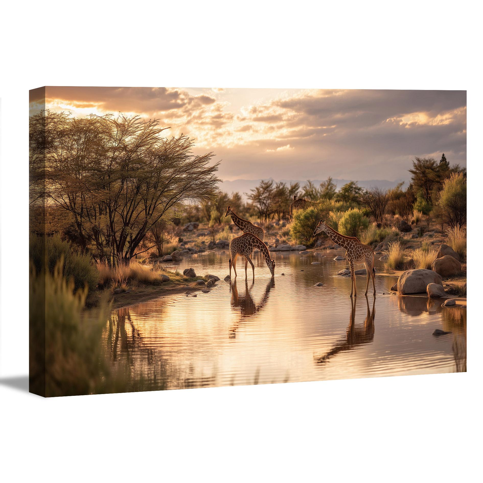 Bild fertig gerahmt Afrika Giraffen Savanne 120 x 80 cm 5079