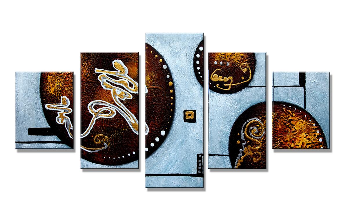 Abstraktes Leinwandbild 150x80cm - 5 teilig mit Rahmen