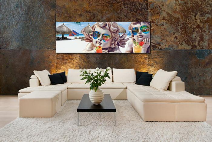 Abstraktes Leinwandbild 120x40 cm - Fertig gerahmt