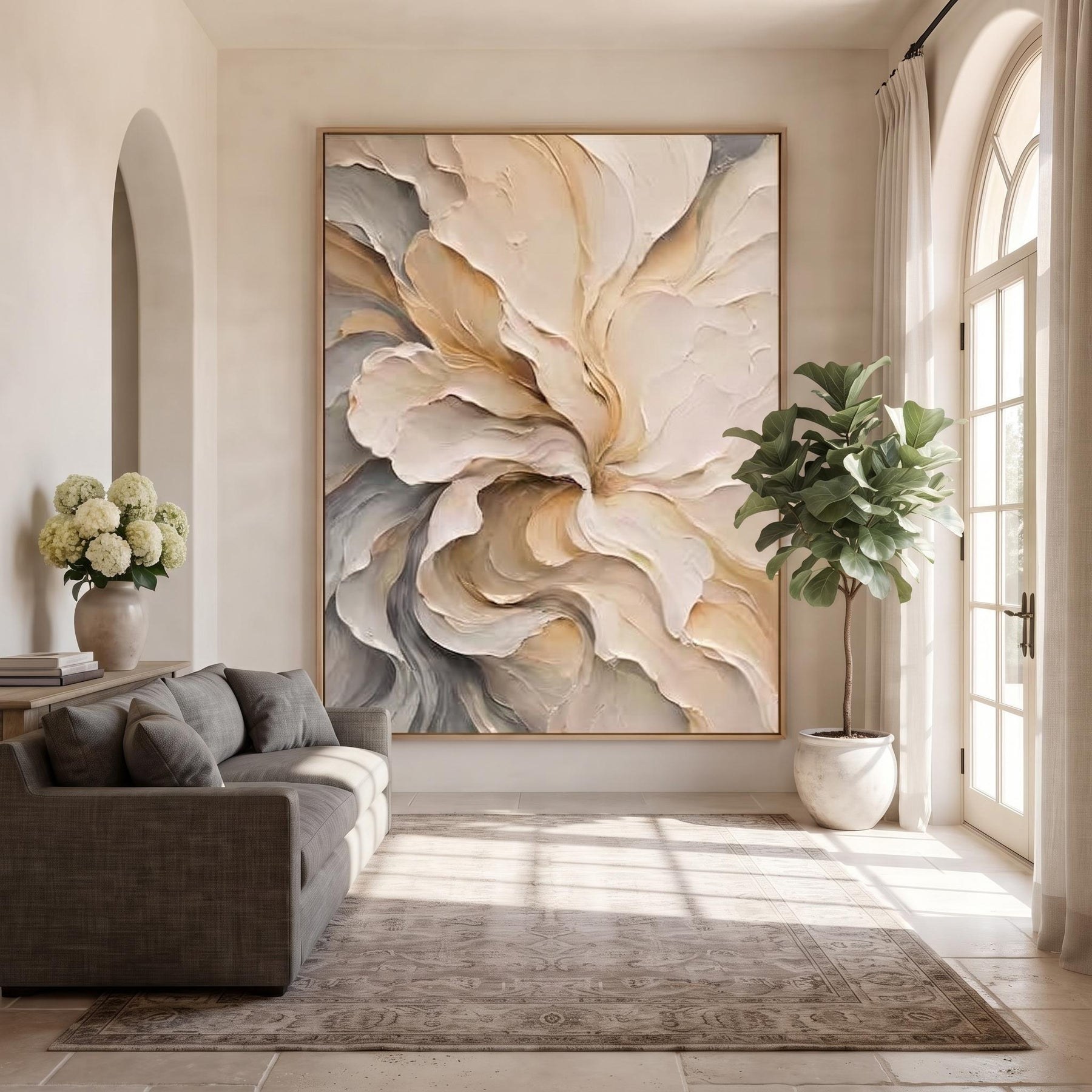 Abstract neutral oil painting – 4