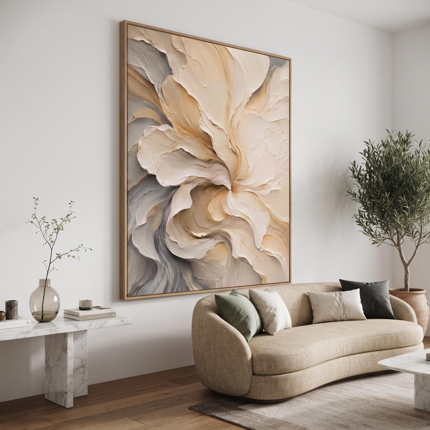 Abstract neutral oil painting – 6