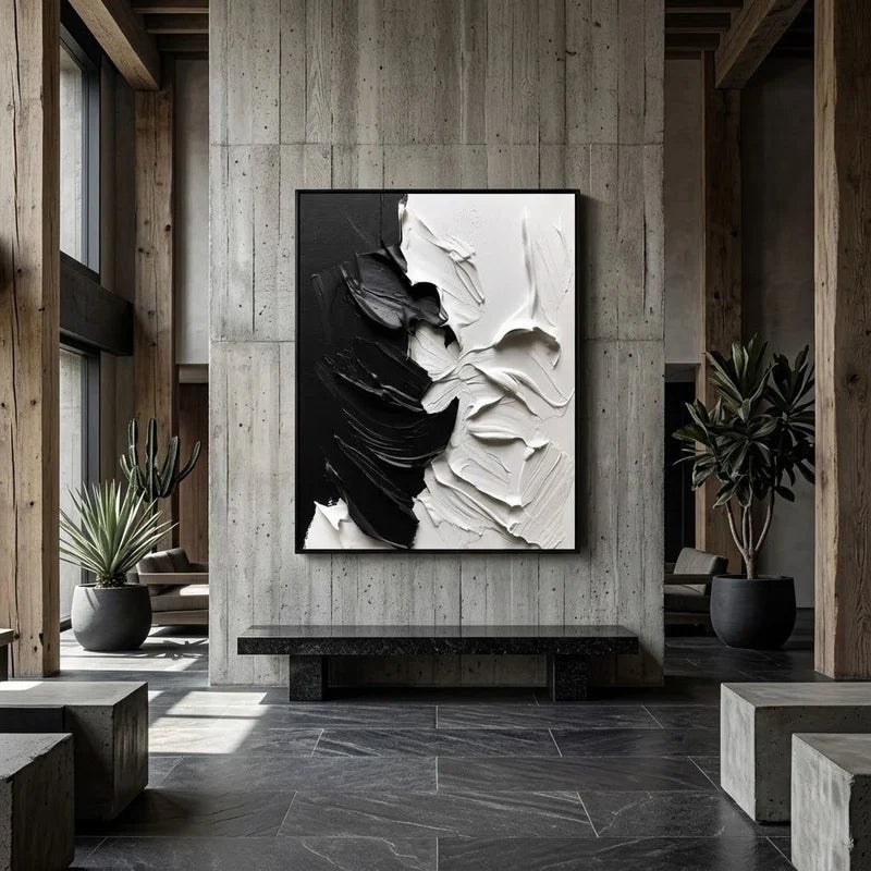 Black & White Textured Painting – 7