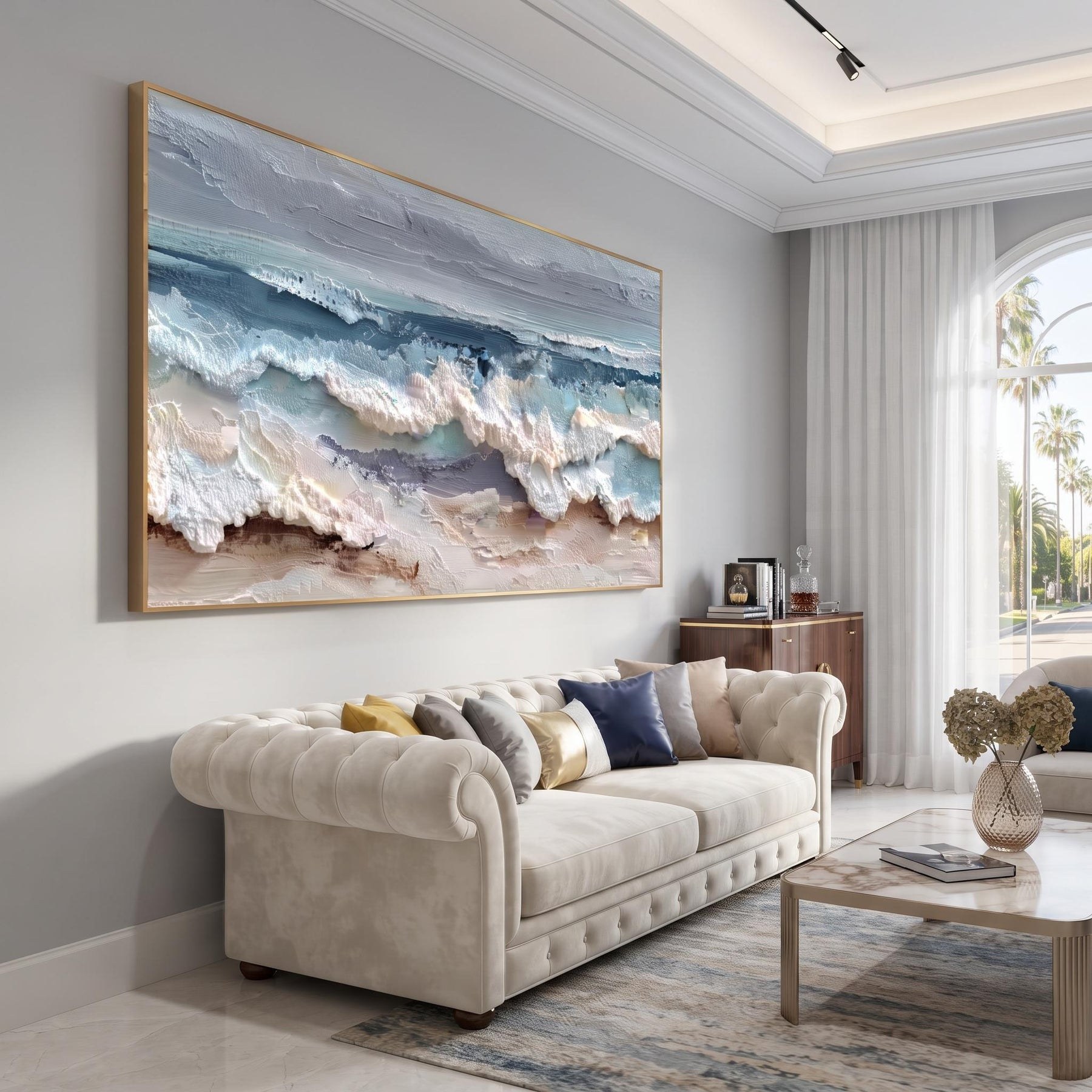 Blue and white waves