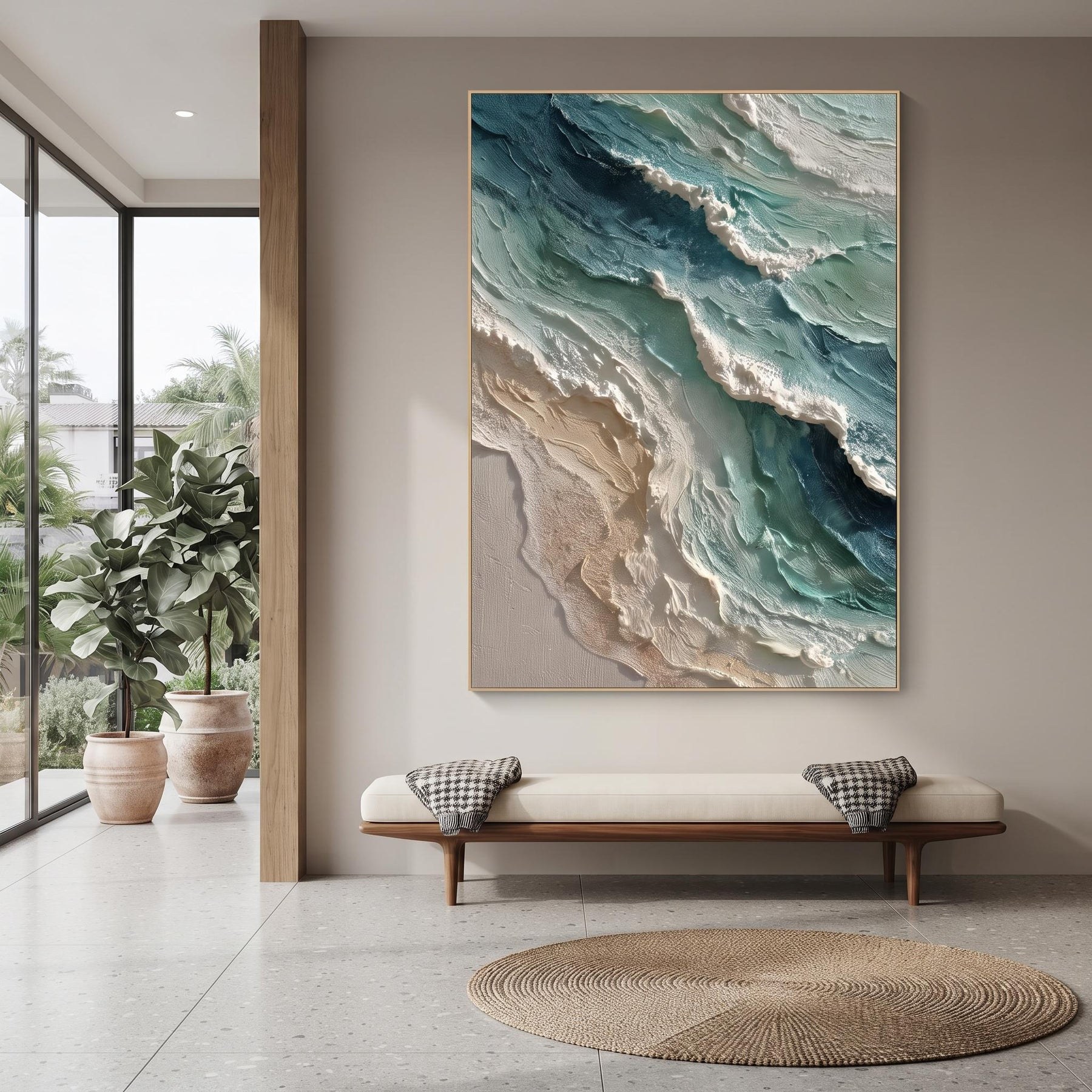Blue Green Coastal Wall Painting