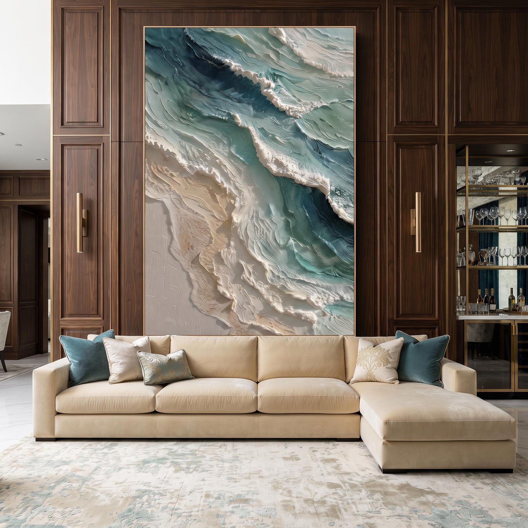 Blue Green Coastal Wall Painting – 3