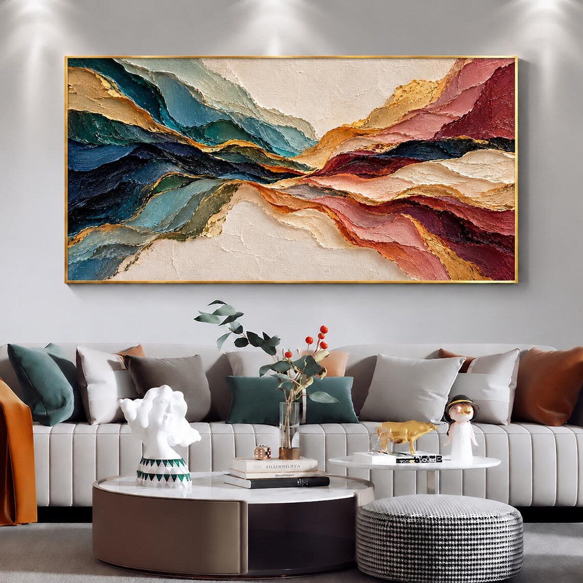 Colorful Wave Large Abstract Oil Painting