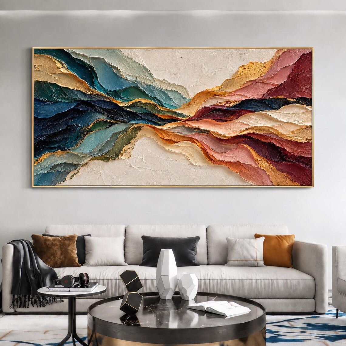 Colorful Wave Large Abstract Oil Painting – 2