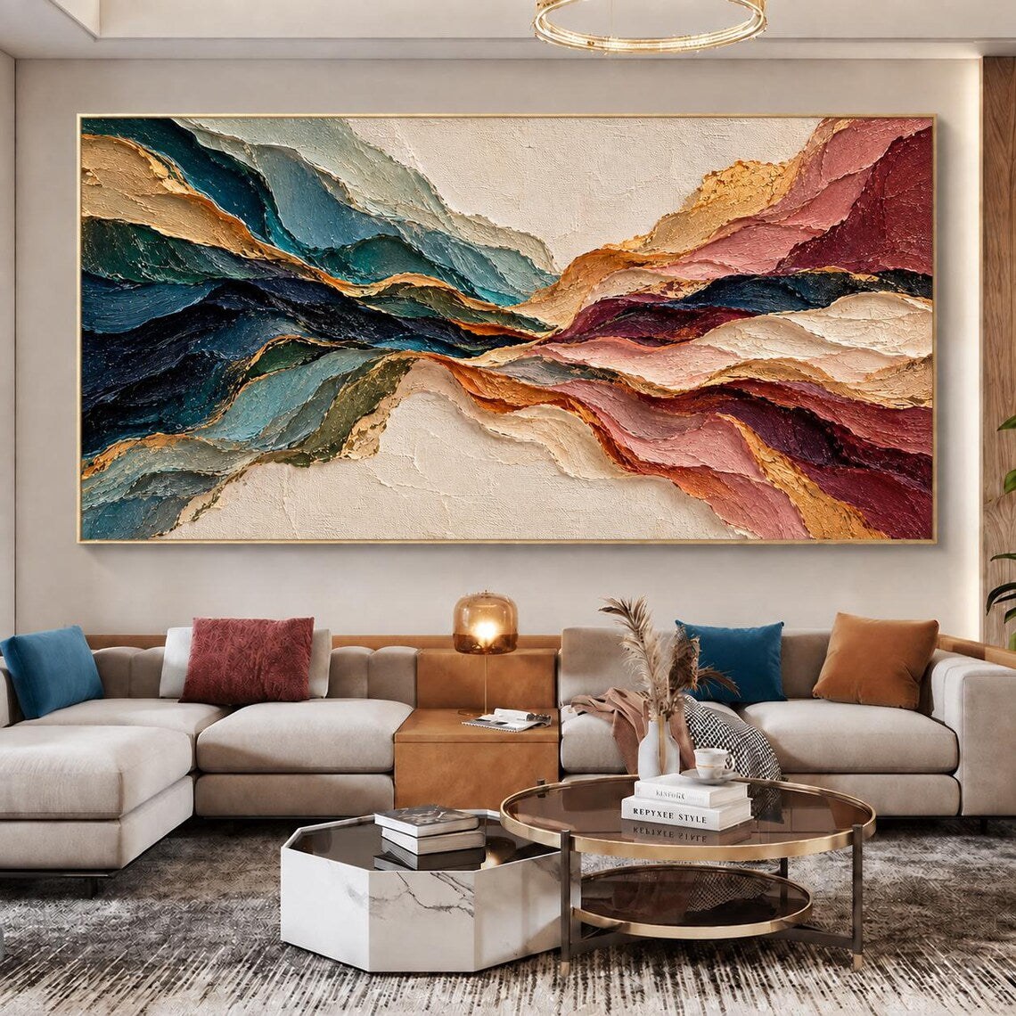 Colorful Wave Large Abstract Oil Painting – 5
