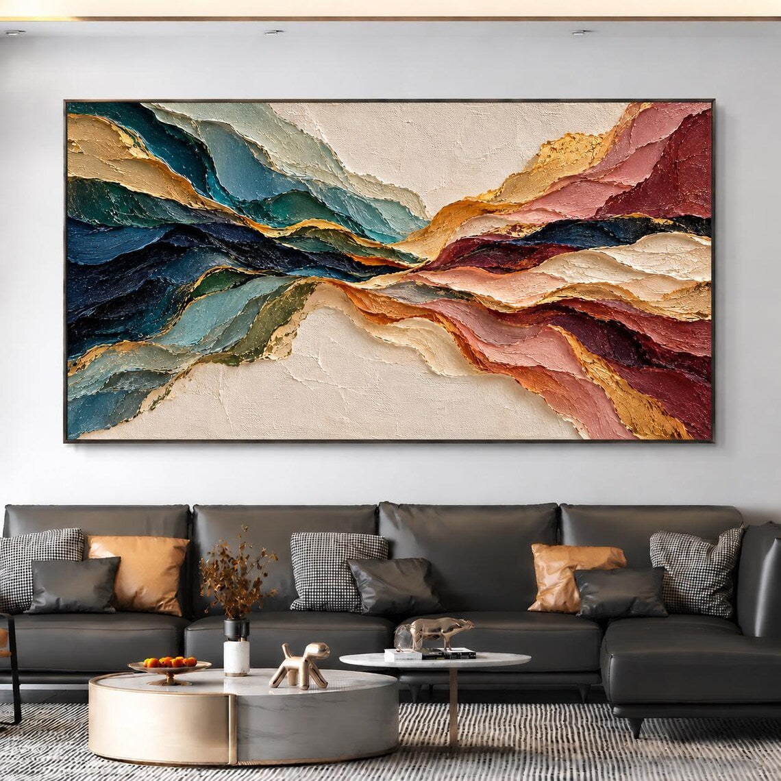 Colorful Wave Large Abstract Oil Painting – 6