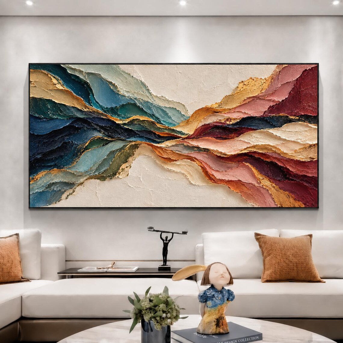 Colorful Wave Large Abstract Oil Painting – 8