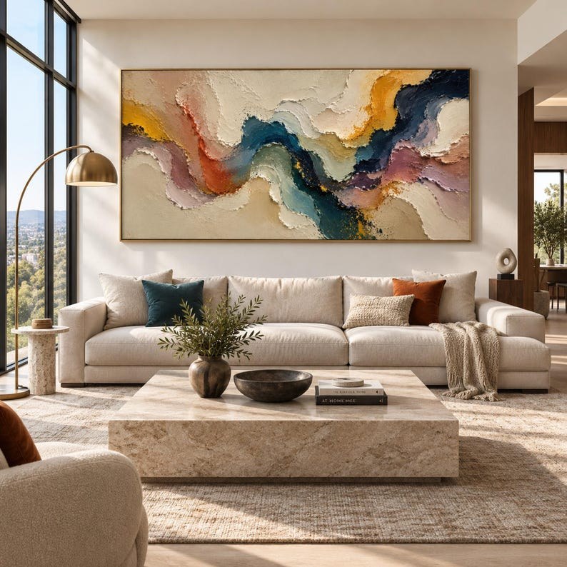 Colorful wave wall painting