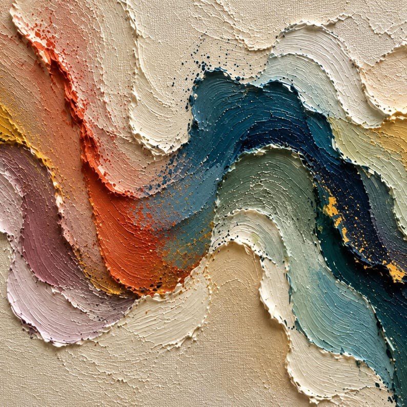 Colorful wave wall painting – 6