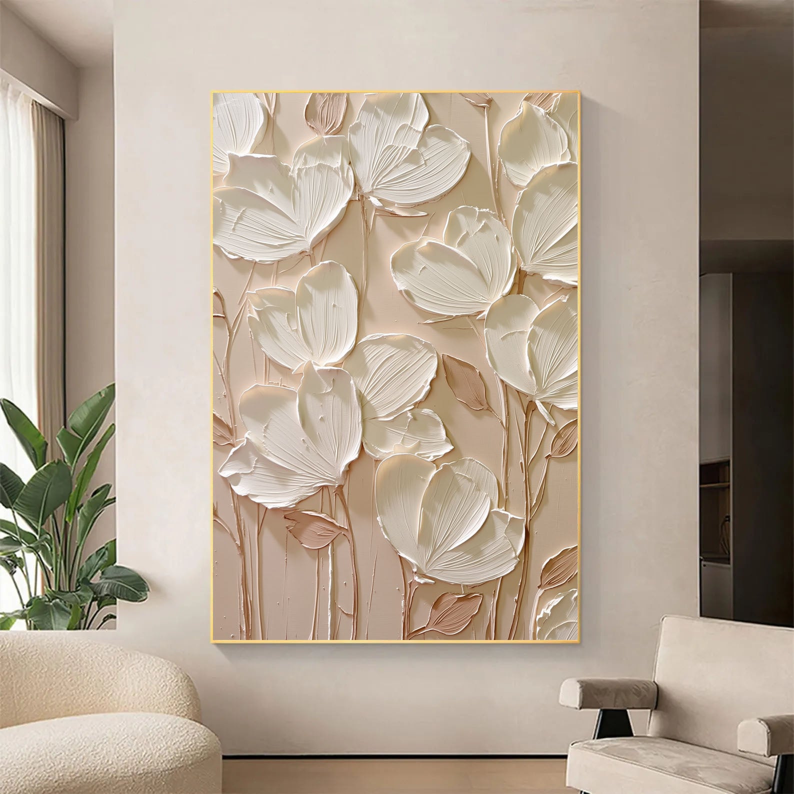 Cream Floral Relief