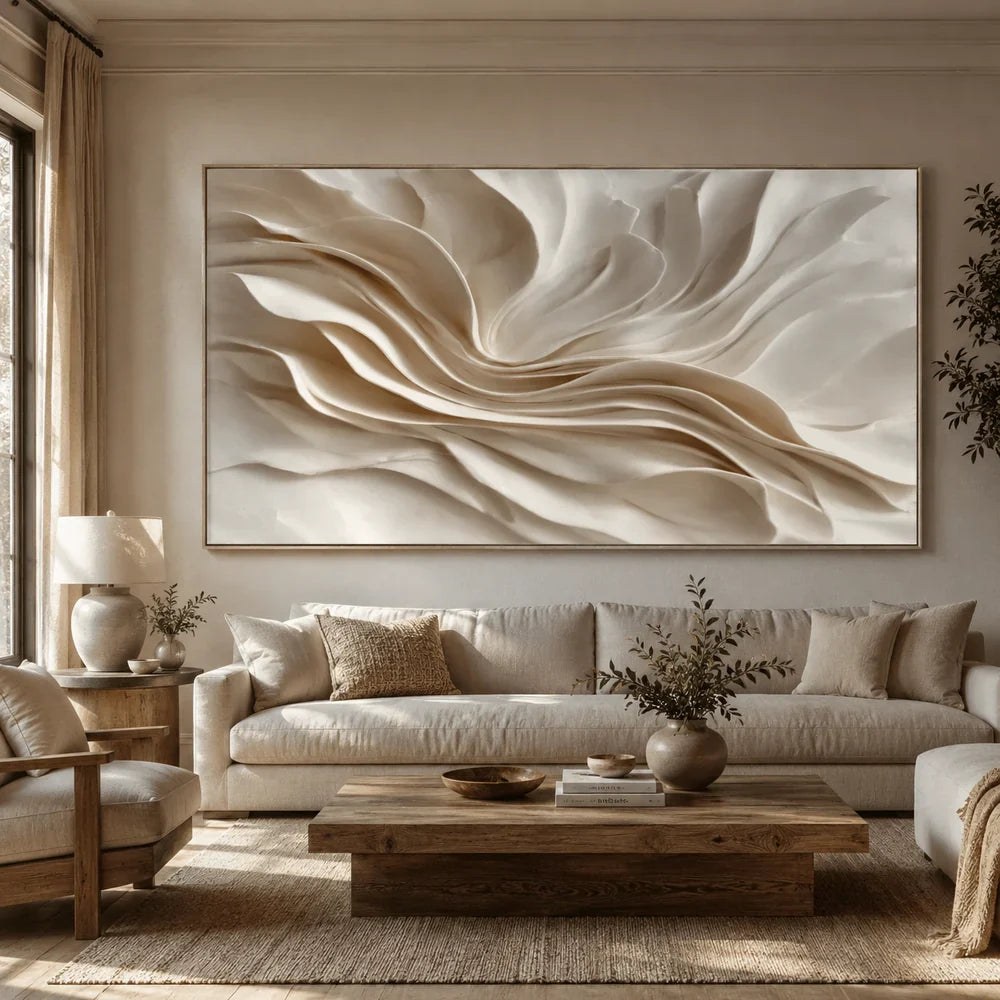Earthy‑Tone Soft Fold Abstract Wall Painting