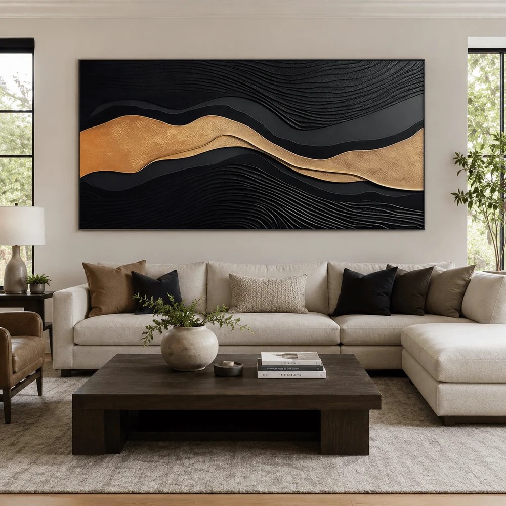 Luxury Black‑Gold Layered Mountain