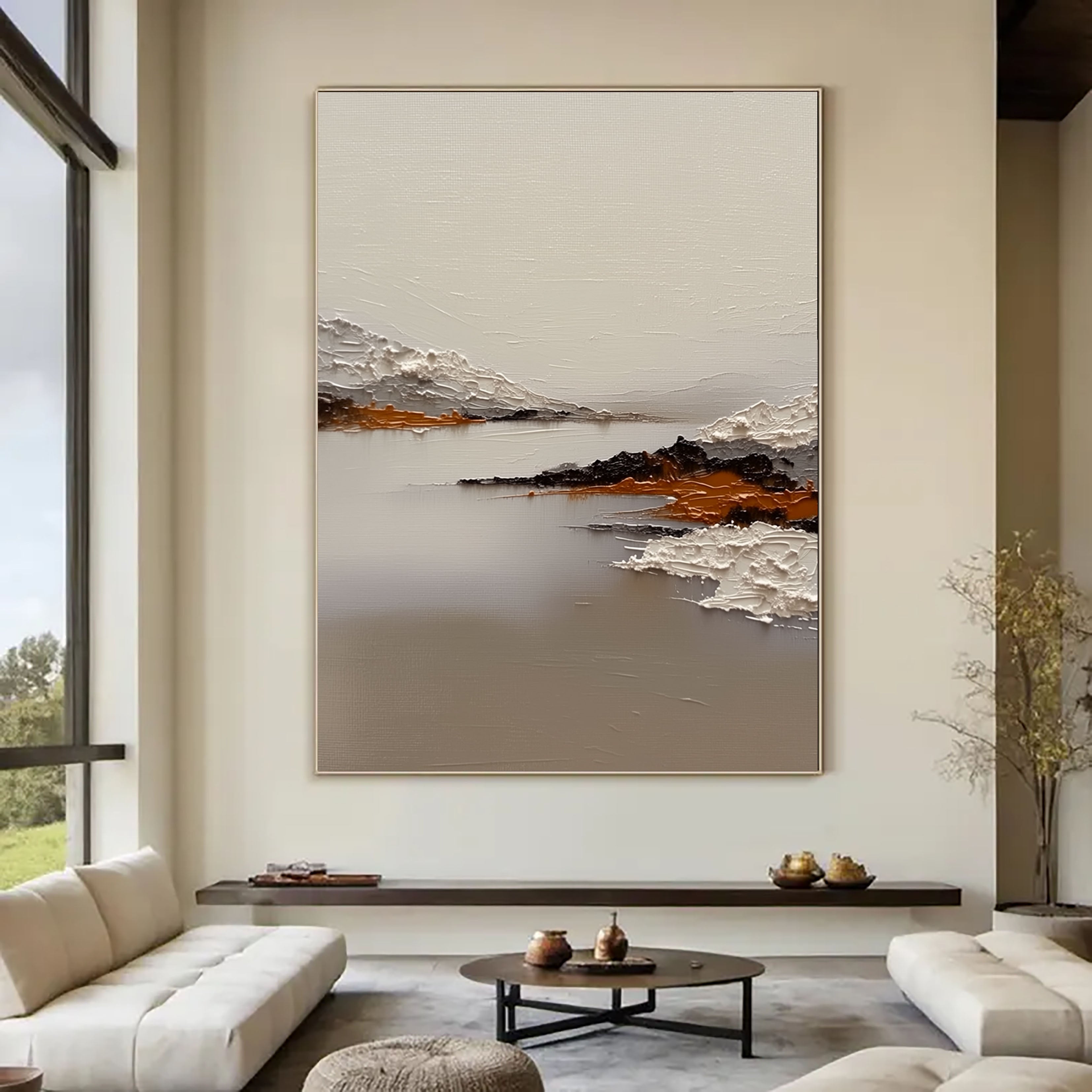 Minimalist Mountain Lake Relief