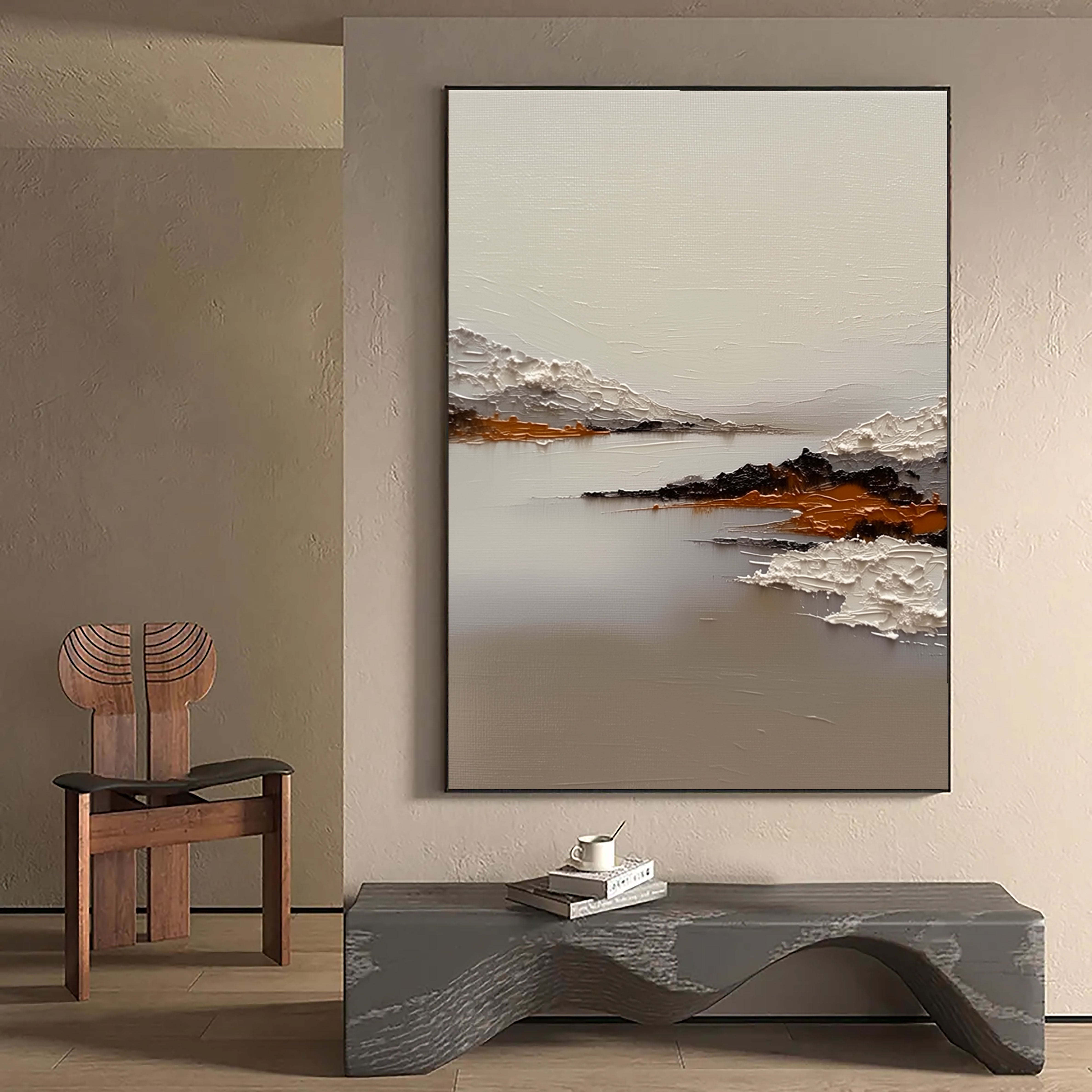 Minimalist Mountain Lake Relief – 2
