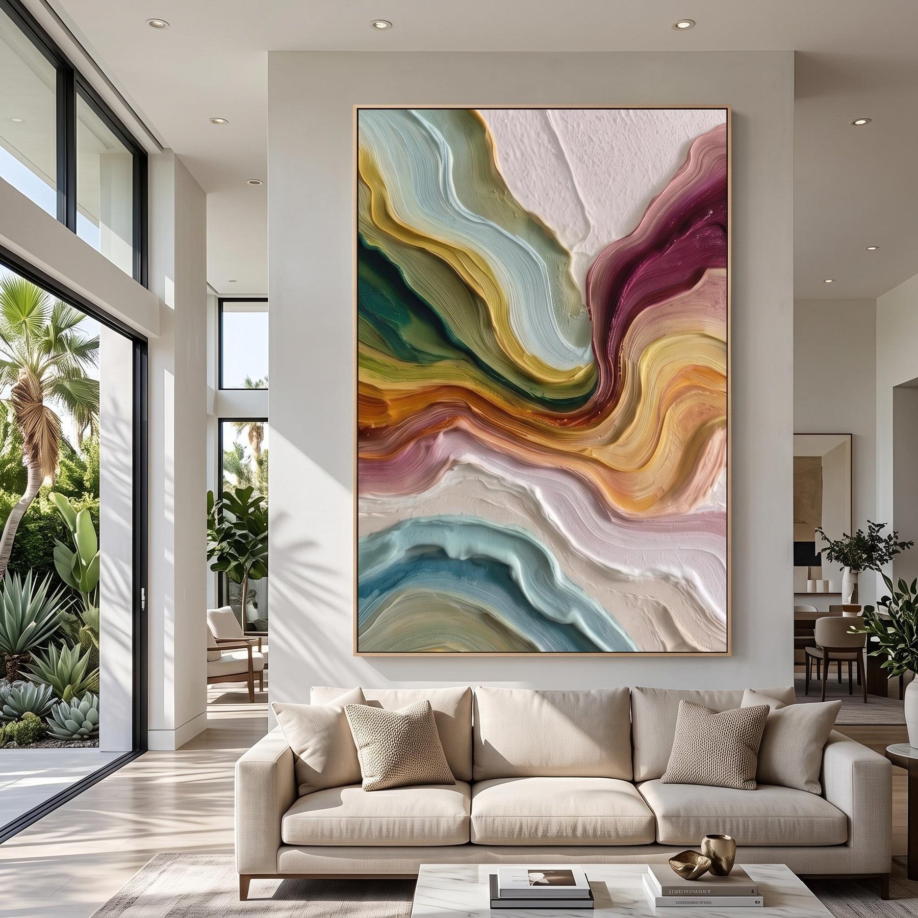 Multicolor Layer Flow Abstract Wall Painting