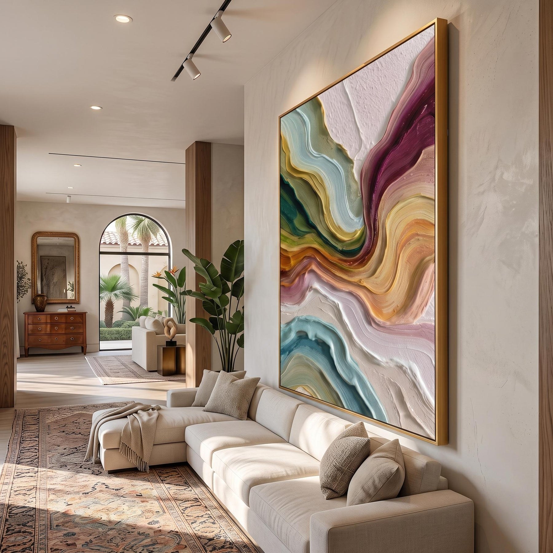 Multicolor Layer Flow Abstract Wall Painting – 2