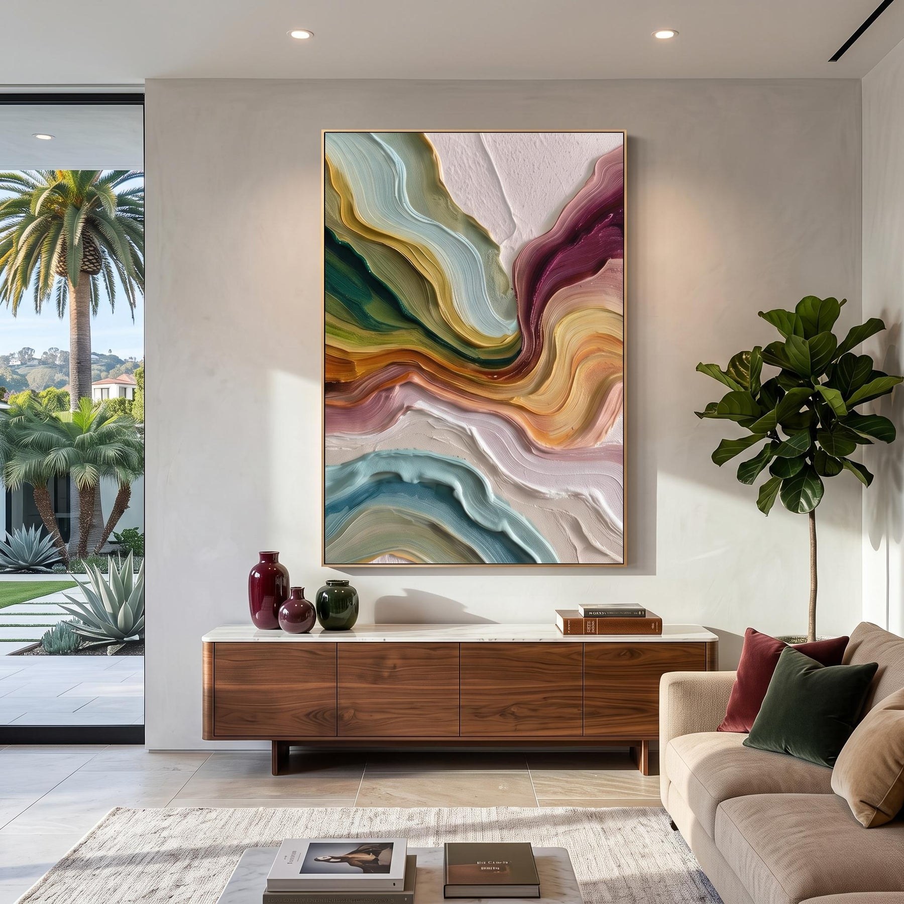 Multicolor Layer Flow Abstract Wall Painting – 3